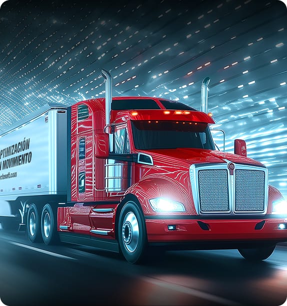 Tráiler de transporte de carga representando el sector cubierto por Tractosoft